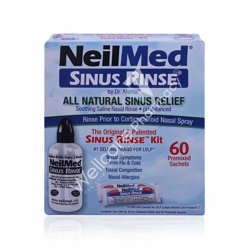 Neilmed Sinus Rinse Saline Nasal Rinse Kit Powder for Solution 100 per Box  - Simply Medical